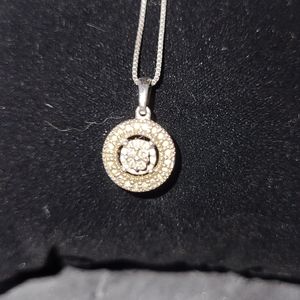 Sterling silver and diamond necklace 18 inch